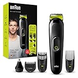 Braun Recortadora MGK3221 6 en 1, Máquina recortadora de barba, cortapelos, recortadora facial, para nariz y orejas para hombre, color verde eléctrico, Maquina cortar pelo Braun Recortadora MGK3221 6 en 1, Máquina recortadora de barba, cortapelos, recortadora facial, para nariz y orejas para hombre, color verde eléctrico, Maquina cortar pelo